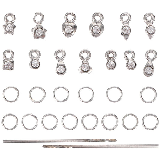 FOMIYES Nail Jewels 2 Sets Dangle Nail Art Charms, 3D DIY Nail Jewelry Decoration, Metal Rhinestones Nail Piercing Tool for Nails Jewelry Crafting Heart Pendant