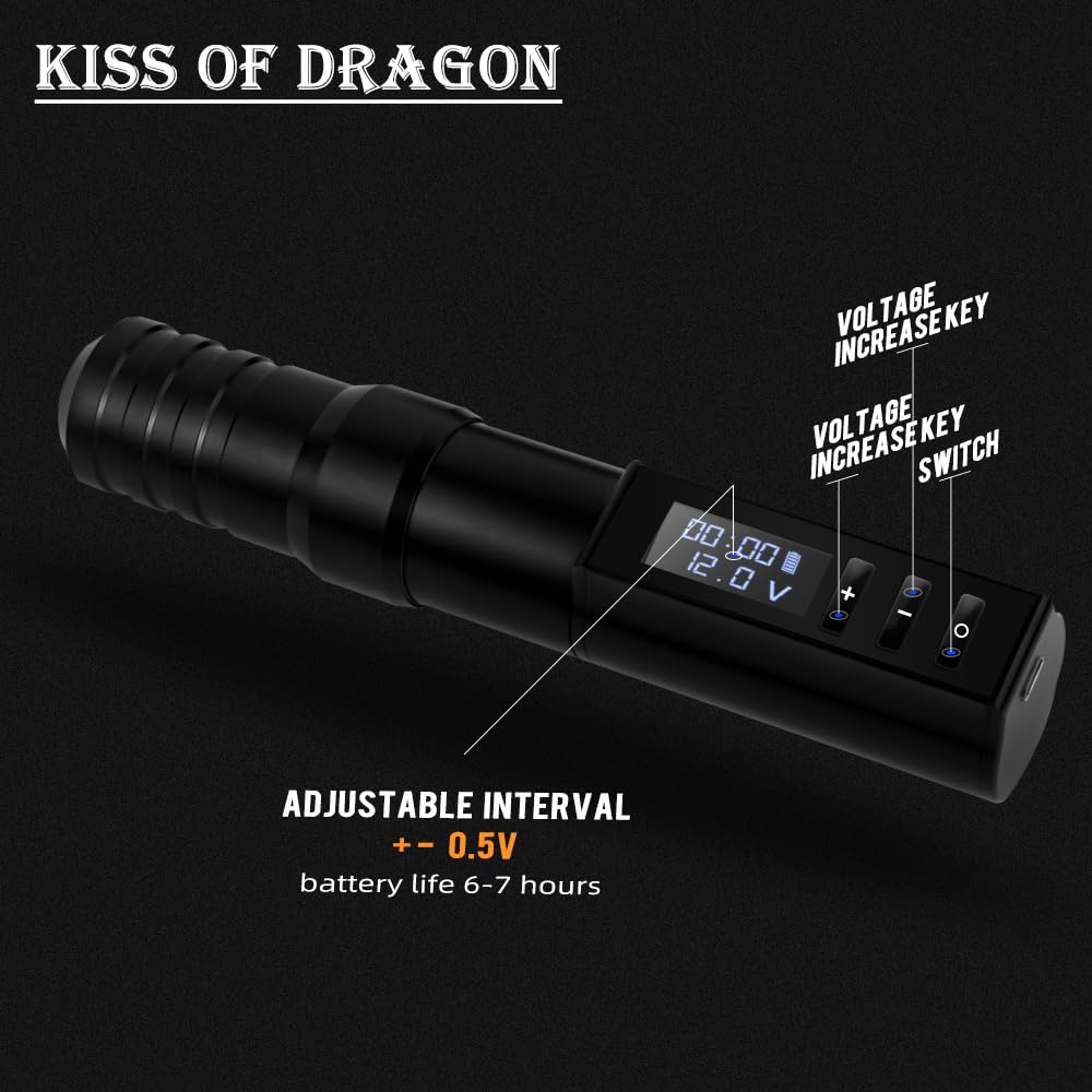 Wireless Tattoo Machine Pen Kit Complete Rotary Tattoo Gun Two 2400mAh Power Supply 40pcs Cartridge Needles Tattoo Ink Practice Skin Bandage for Beginners