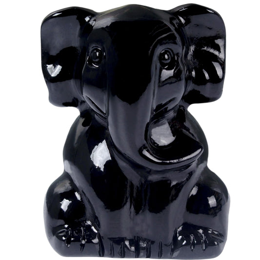 Ytbeoxk 2 Inch Crystal Elephant Decor Statues, Black Obsidian Cute Sitting Elephant Figurines, Reiki Healing Crystal Carved Animal Statues, Home Office Desk Hand Carved Decor Gifts for Women