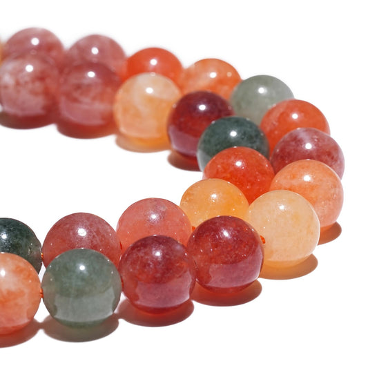 10mm Natural Colorful Rabbit Hair Crystal Gemstone Beads Polished Round Smooth Stone Beads for Bracelets Jewelry Making 15inch Loose Beads