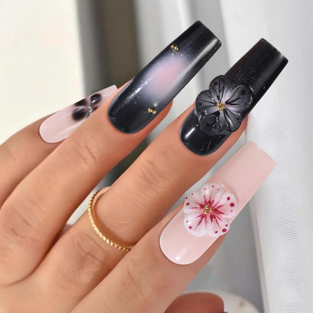 ADAIER Handmade Press On Nails, French Nails,wedding, party,Short Coffin Nails Set for Handmade,Reusable Opaque Nails in 10 Nail Kit for Women(Z-02) (Z22, S)