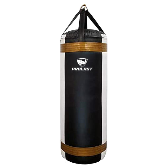 PROLAST Luxury Extra Large Heavy Punching Kicking Bag for Adults, Boxing, MMA, Martial Arts, Muay Thai, Strength Training Equipment, Filled, 4ft, 135 lbs, White and Black with Gold Trim