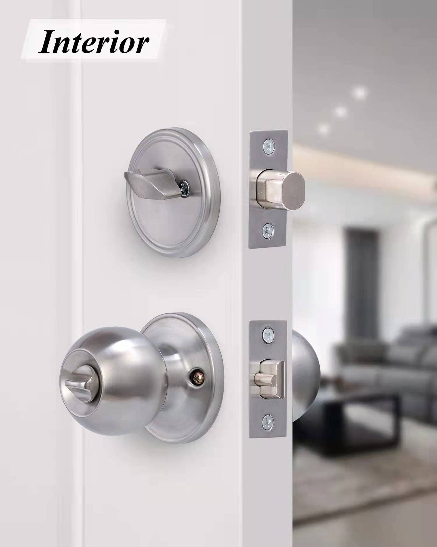 Lanwandeng (4 Sets) All Keyed Same Entry Door Knob and Single Cylinder Deadbolt Combo Set, Satin Nickel Exterior Door Knobs with Lock and Keys for Entrance and Front Door