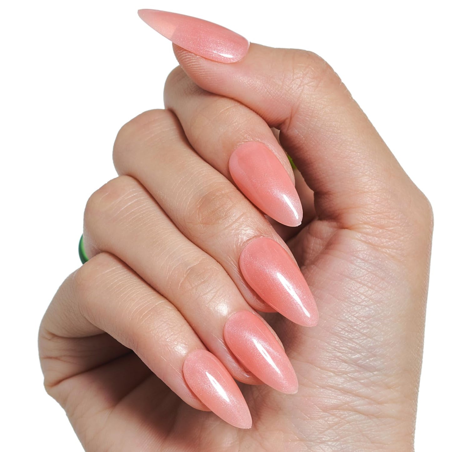 GLAMERMAID Pink Press on Nails Medium Almond, Hamdmade Cat Eyes Jelly Magnet Gel False Nals, Stiletto Shrimmer Glue on Nails Kit for Women, Reusable Short Oval Stick on Acrylic Fake Nails Manicure Set