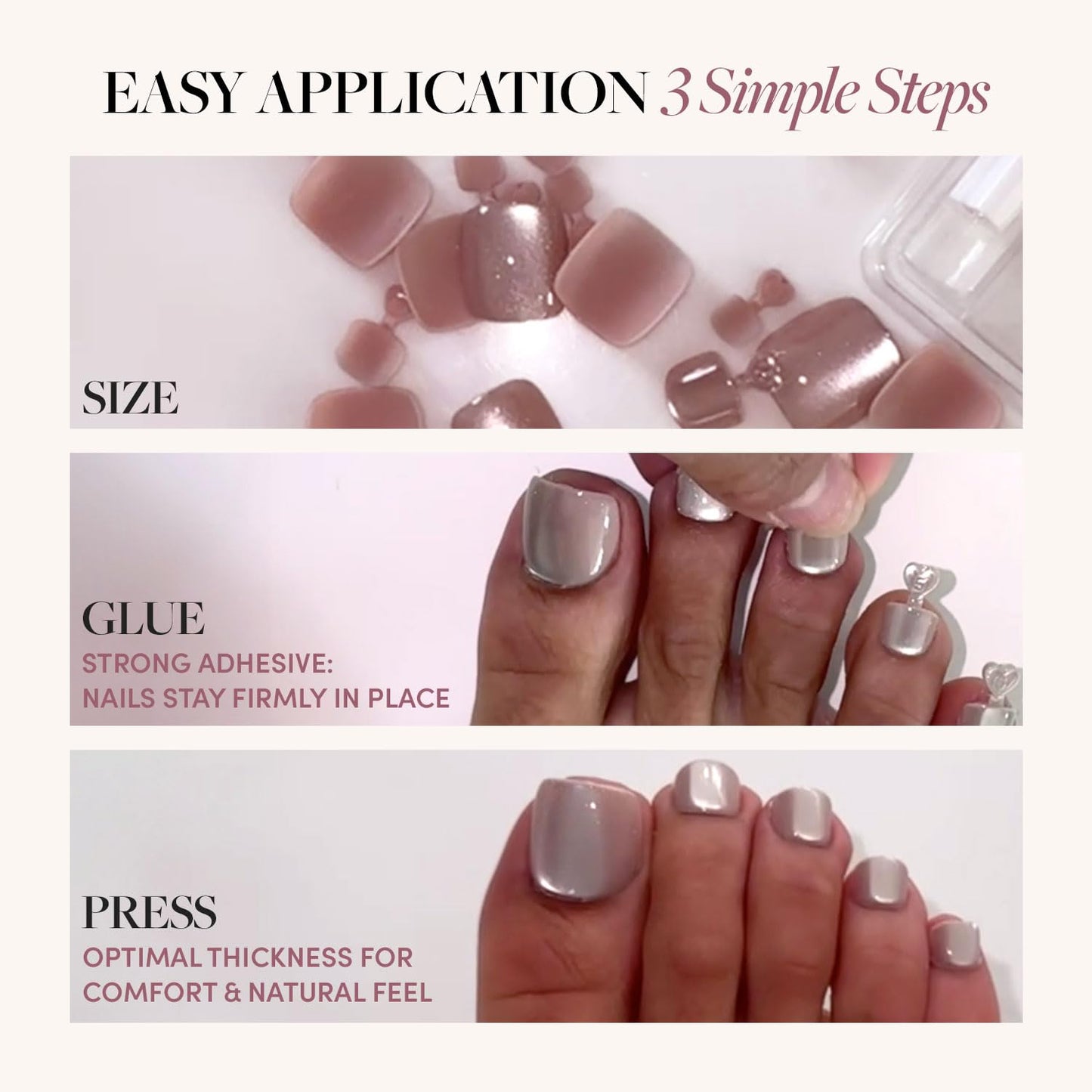 Glamnetic Press On Nails & Toenails - Pure Intentions | Subtle Iridescent Nude Sparkle Fake Nails & Toe Nails in a Glossy Finish | 12 Sizes - 30 Nail Kit & 16 Sizes - 32 Toe Nail Kit with Glue