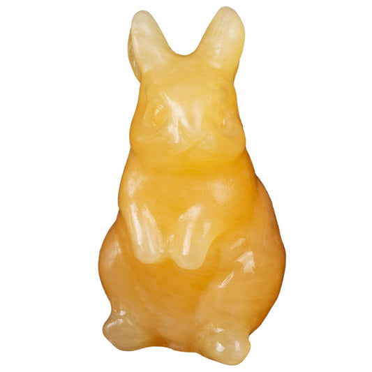 QLRSUXN Yellow Calcite Bunny Figurine,Hand-Carved Rabbit Statue for Home Decor,1.6" Healing Crystal Desk Ornament, Easter Gift for Women Men,Lucky Feng Shui Charm for Office,Cute Animal Spirit Totem
