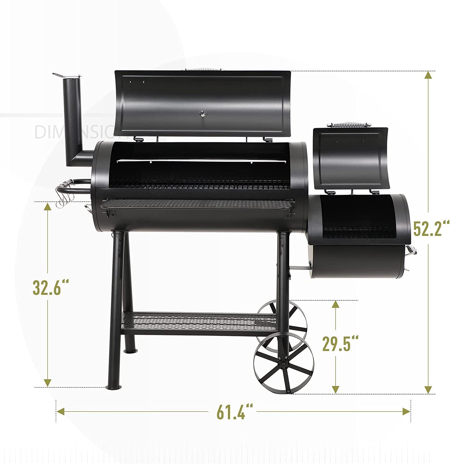 MFSTUDIO Heavy Duty Charcoal Wood Offset Outdoor Smoker Grill, Extra Large Charcoal Grill with Smoker Combo for BBQ Grilling, 941 SQ.IN.