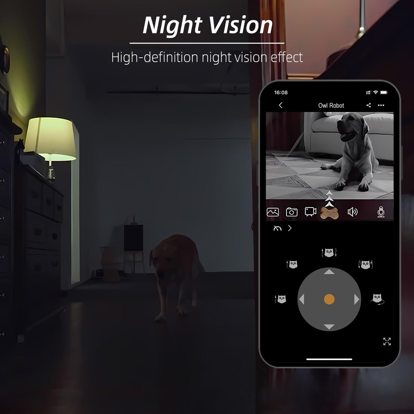 SKYMEE Owl Robot: 1080P Full HD Pet Camera with Treat Dispenser, Interactive Toy for Dogs and Cats, Full House Mobile Monitoring via App,2 Way Talk,No Monthly Fee (Only 2.4G WiFi)