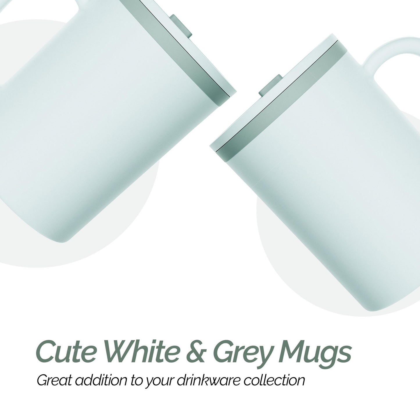 Copco Iconic 16oz Double Wall Insulated Desk Mug with Lid & Handle, Set of 2, BPA-Free Reusable Plastic, Spill-Proof, Microwave & Dishwasher Safe, Wide Mouth, Cup Holder Friendly (Grey)
