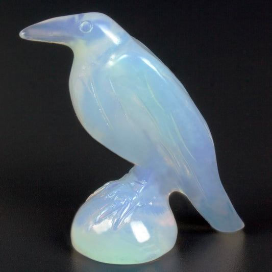 QLRSUXN Opalite Raven Figurines,2 Inch Healing Crystal Animal Statues, Lucky Guardian Pocket Crow Figurines as Women’s Gifts,Raven Statues for Office Home Decor and Ornament.