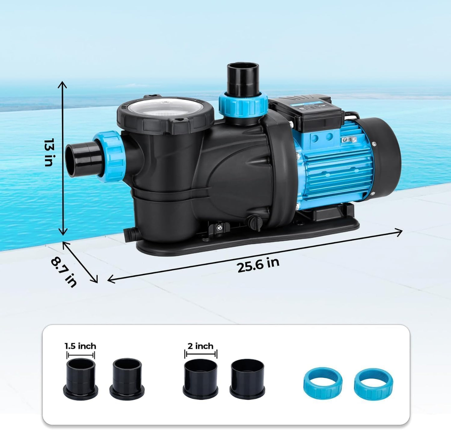 BOMGIE In/Above Ground Pool Pump, High Flow Powerful Self Priming Pool Pump, 3HP 7860 GPH 220V