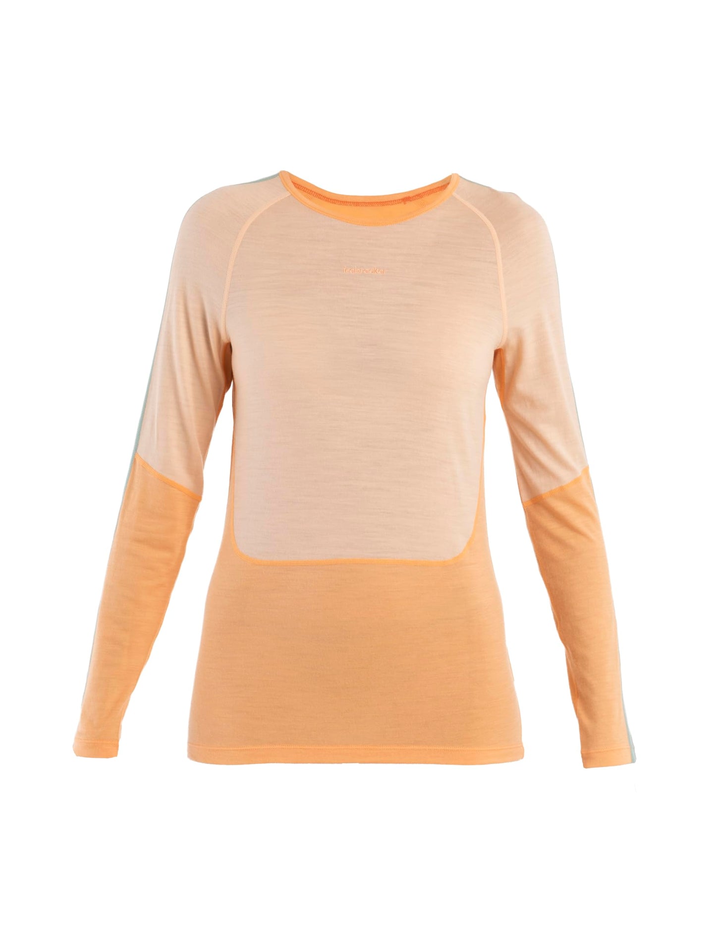 Icebreaker Merino 200 Senebula Women’s Shirts, Long Sleeve Crew, 100% Pure Merino Wool Base Layer - Thermal Shirt for Cold Weather, Feld/Sun, Small