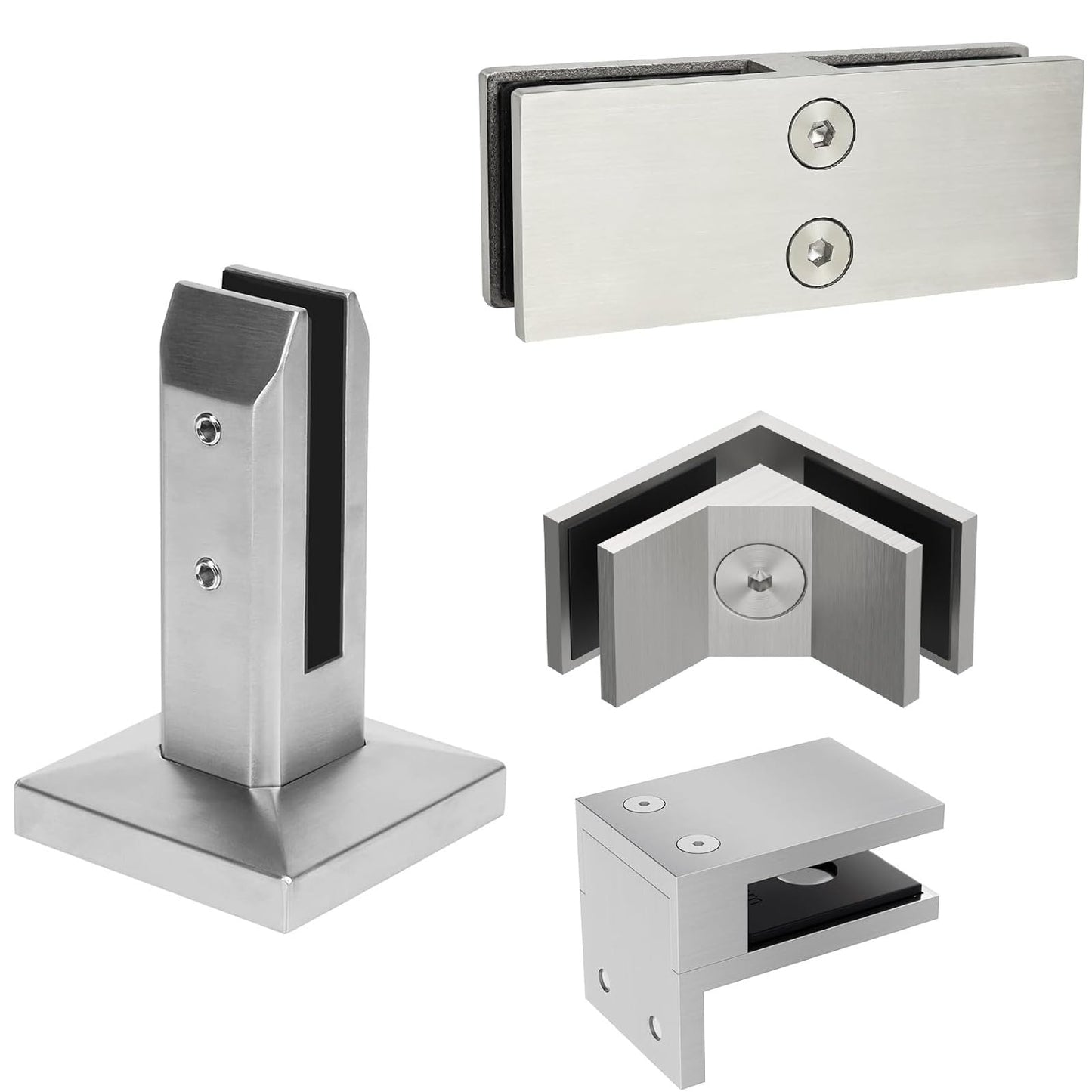 LukLoy Glass Railing Spigot with Clamp Brackets Bundle for Pool Fence Balcony Glass Railing