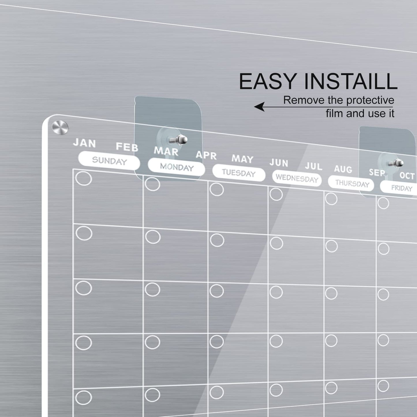 FAZHENWJ Acrylic Magnetic Dry Erase Calendar Board for Fridge, 16"X12" - Erasable Monthly and Weekly Planner with to-Do List, Includes 6 Markers and Eraser