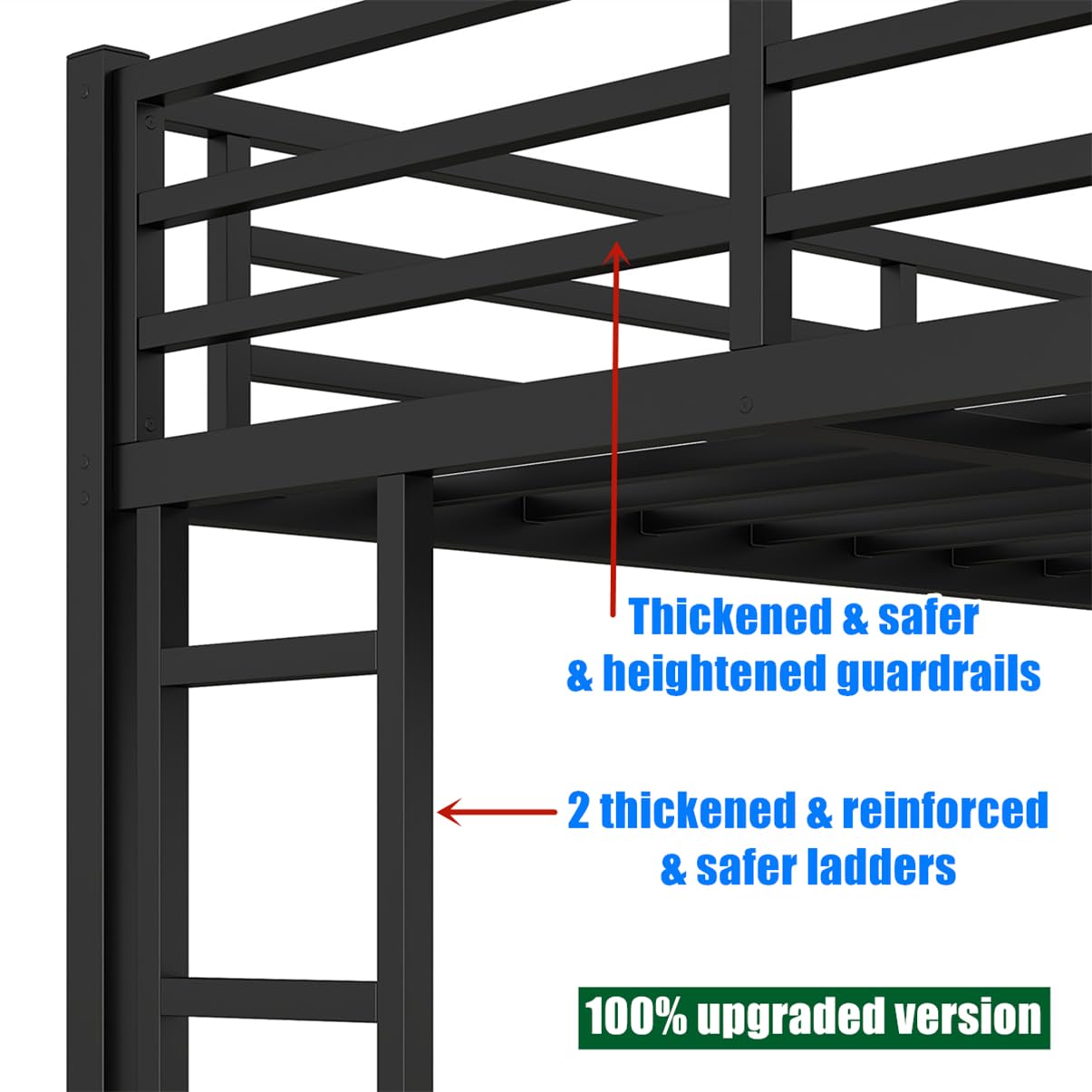 SICONE Stronger & Safer Metal Twin XL Over Queen Size Bunk Bed Frame, Heavy Duty Thickened More Stable Steel Bunkbeds (Greater Weight Capacity) (Twin XL Over Queen)