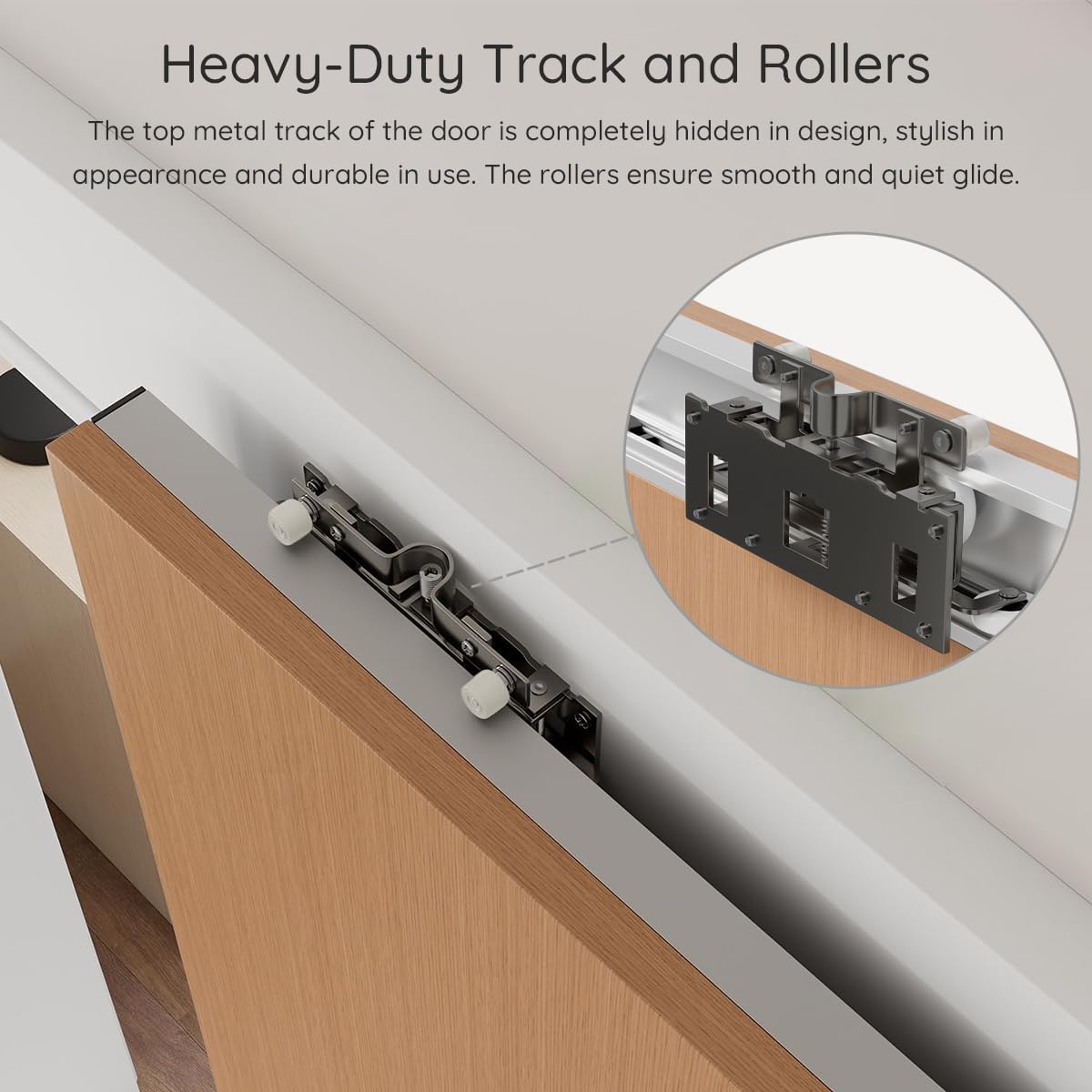 59“Concealed Sliding Barn Door Hardware and Track ，Floating Wall Mount，Soft Closing (Newly upgraded 4-wheel pulley)