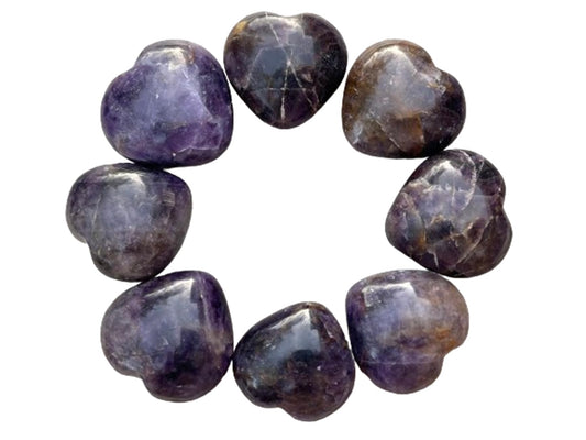 Amethyst Gemstone Hearts, Polished Amethyst Puffy Hearts, Amethyst Crystal Palm Stone, Amethyst Healing Crystal Hearts (1 Heart)
