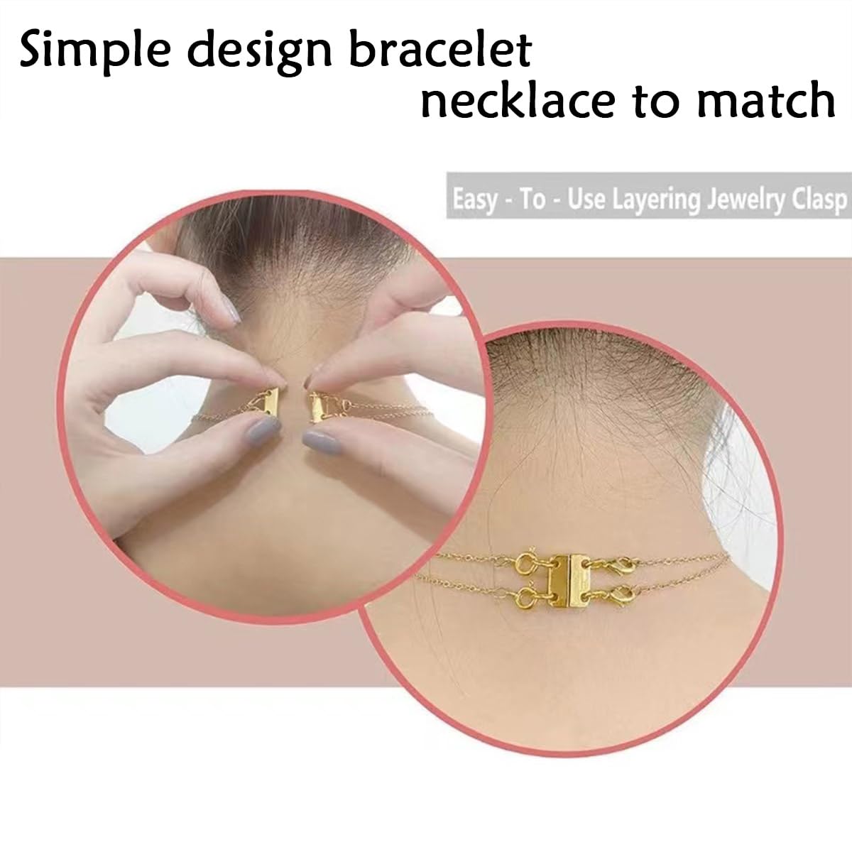 Oilzorr Layering Magnetic Necklace Clasps, multiple necklace clasp,necklace clasps for layered look，Stainless Steel Chain Link Clasps for Necklaces and Bracelets, Silver, Gold (3golden 3silver B)