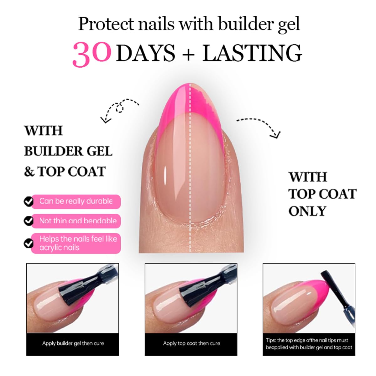 French Tips Press on Nails Medium Almond Nails Press on with 5D Flower Charm Design Glossy Nude Fake Nails Rhinestones Glue on Nail Reusable Fall Summer Nail for Women Manicure 24Pcs