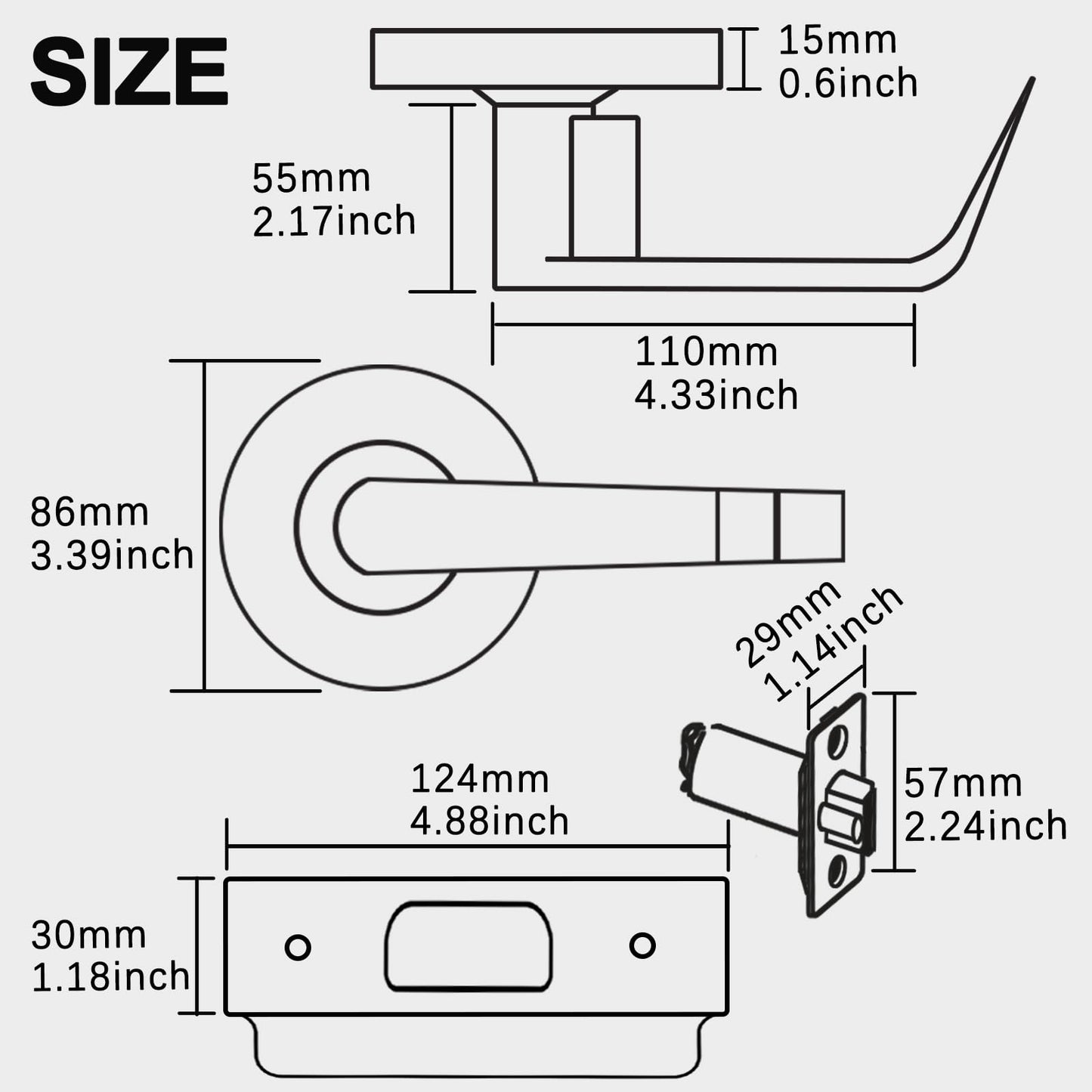 HISAFE Storeroom Door Handle Heavy Duty Grade 2 Commercial Door Locks, Non-Handed, UL 3 Hour Fire Rated, ADA Compliant, Satin Chrome Finish 26D, 2-3/4''Backset, X-XG-ST-70