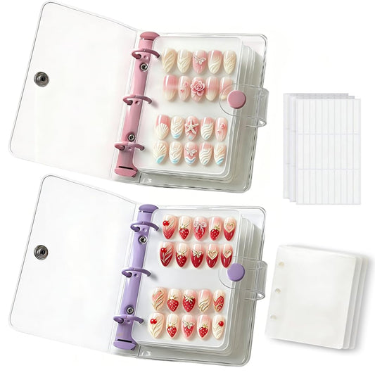 Nail Organizer Display Book Set,12 PCS Clear Press On Nail Storage Boards with 60 Double-Sided Tapes,Nail Display,Fake Nail Holder,Press On Nail Packaging,Nail Art Display Stand,Nail Business Supplies