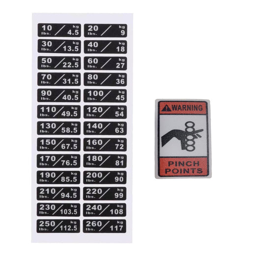 10-260LBS/4.5-117KG Gym Equipment Weight Stack Stickers Custom Weight Plate Stickers and Safety Warning Stickers