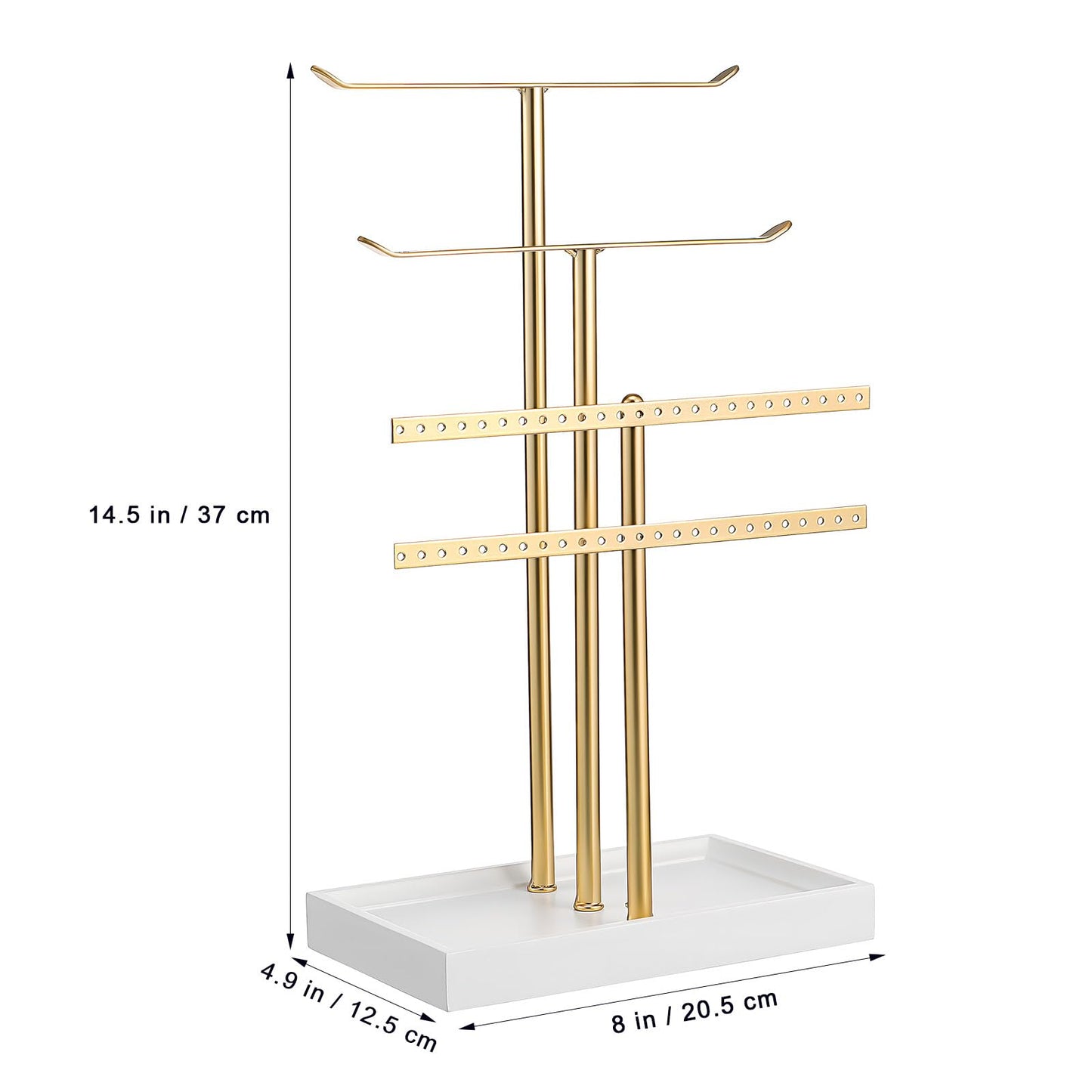 WRITWAA Jewelry Storage Rack Multi-Tier Jewelry Organizer Stand with Tray for Necklaces Earrings Rings Bracelets Desktop Display Holder for Home Vanity