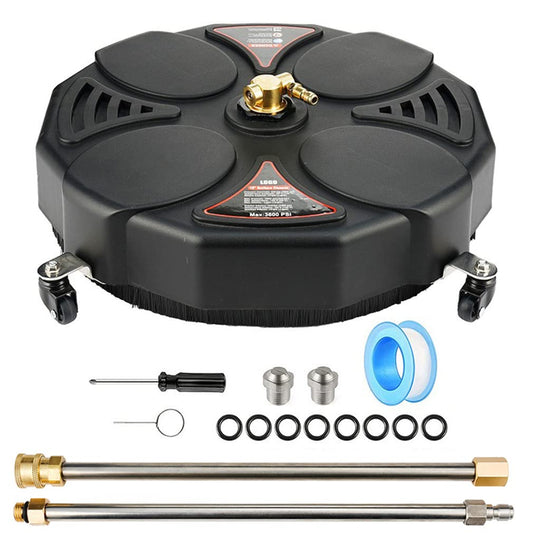 3600PSI Driveway Power Washer, 18in Rotary Surface Cleaner Attachment with Wheels, with 2 ExWands and 2 Replacement Nozzles, Replaceable Sturdy Flat Surface Cleaner for Driveway