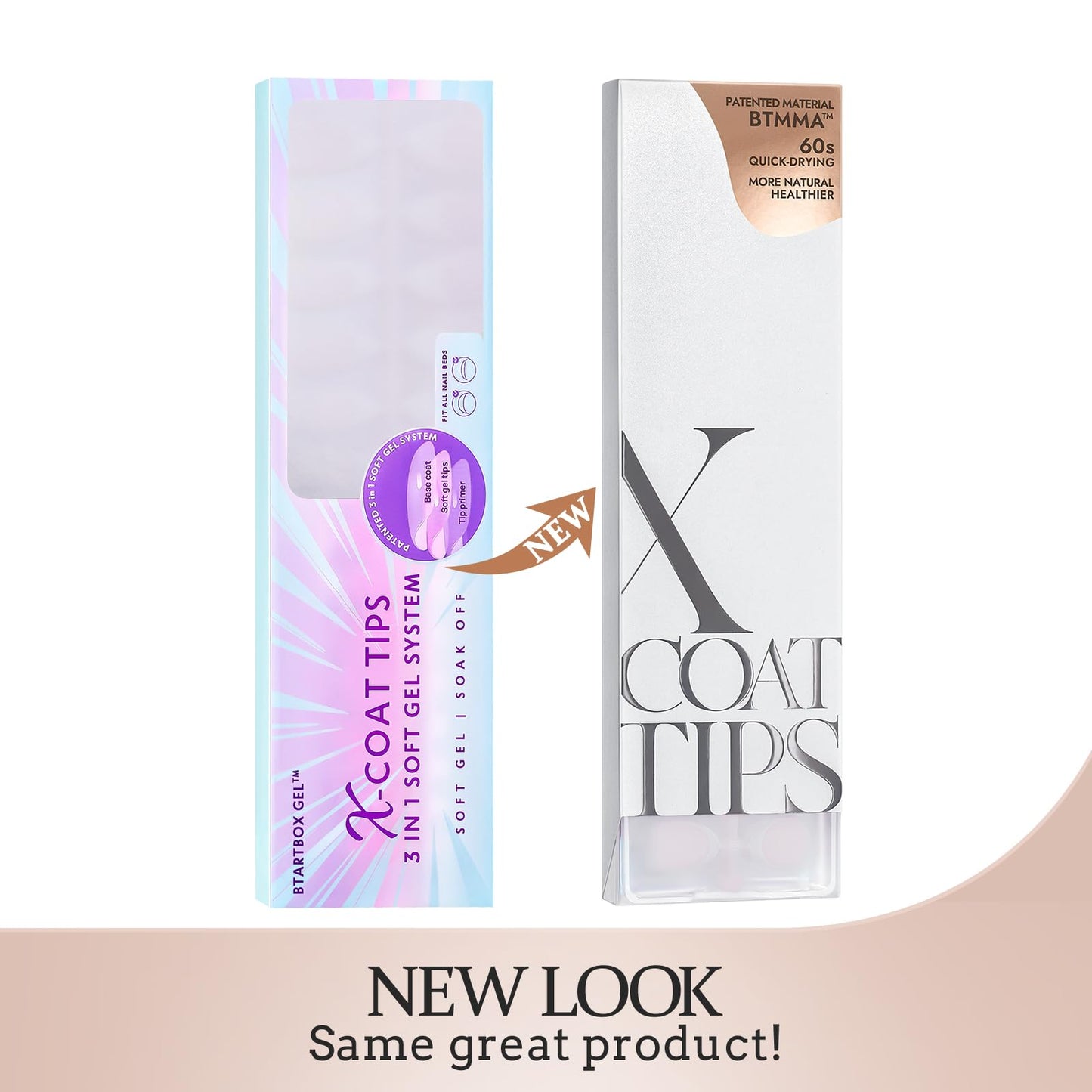 BTArtboxnails French Tip Press on Nails - Fake Nails Brown Short Coffin XCOATTIPS, No Need to File Gel Nail Tips for Nail Art Easy DIY