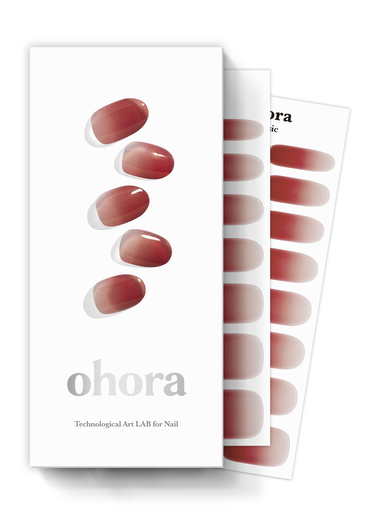ohora Semi Cured Gel Nail Strips (N Fig Jam) - Pink, Ombre, Works with Any UV/LED Lamps, Salon-Quality, Long Lasting, Easy to Apply & Remove - Includes 2 Prep Pads, Nail File & Wooden Stick