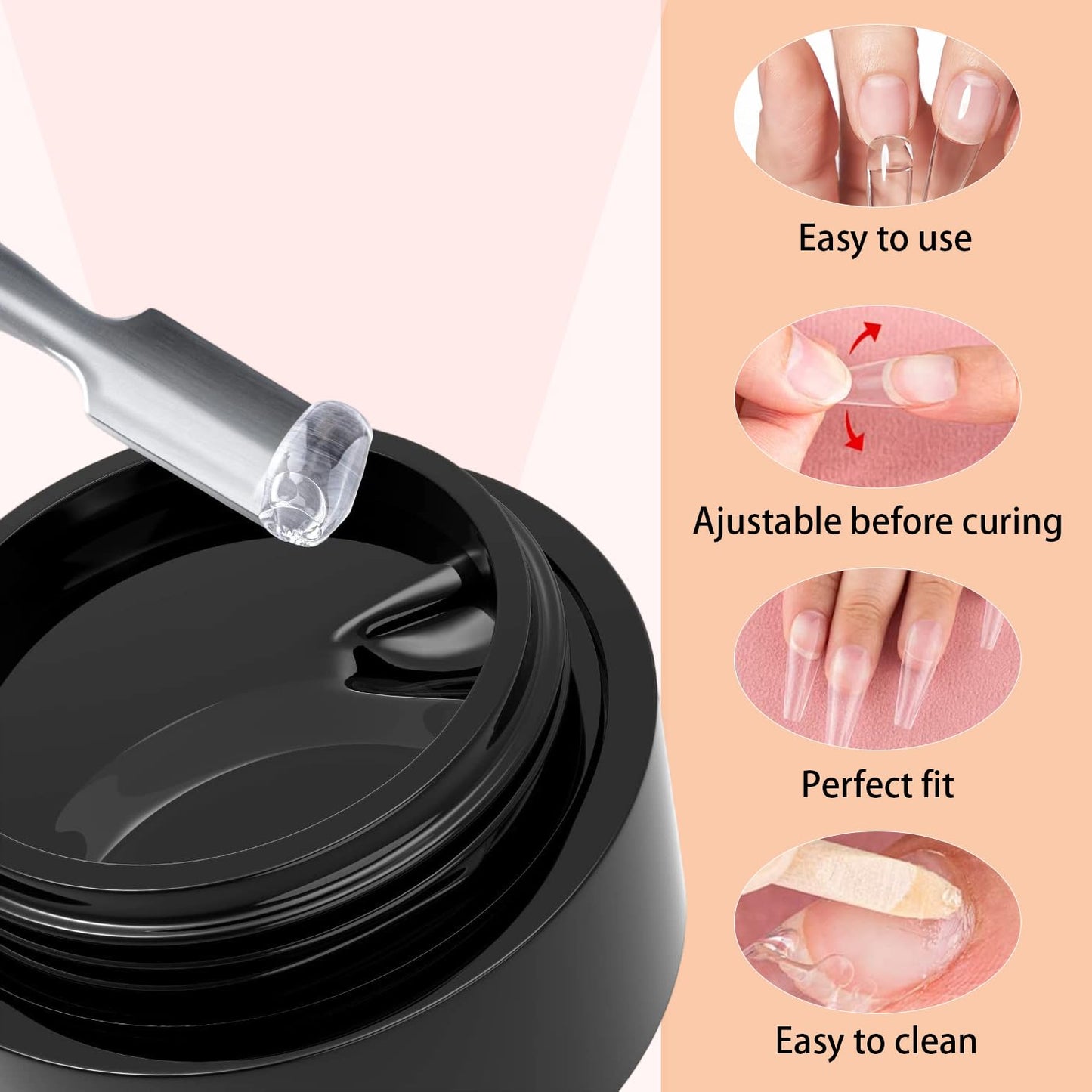 Solid Nail Glue Gel for Press On Nails Fake Nails Strong Clear Nail Tips Hard Gel for False Nails Nail Art DIY Home, UV Light Cured (Solid Glue for False Nail Tips, 30ml)