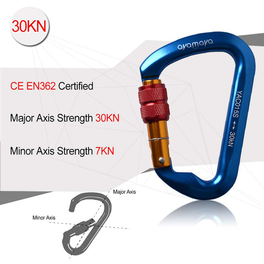 Ayamaya Climbing Carabiners - 3 Pack Screwgate Locking Carabiner 30KN (6744 lbs) Heavy Duty Gears for Rock Climbing, Rappelling, Swing Rescue & Gym, Large D-Shaped Carabiners