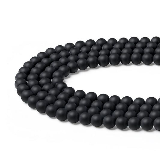NUKAYAI Natural Matte Black Obsidian Beads 100Pcs 8mm Crystal Beads Loose DIY Round Stone Bead for Bracelet Necklace Earrings Making
