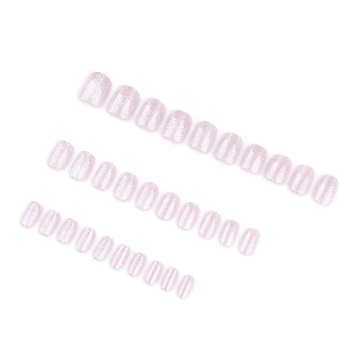 Press-On Nails – Short Almond & Square Styles | Nude, Chrome, Cat Eye, Glitter, French | Reusable with Nail Glue & Tape | 24 pcs kit | Salon Look in Minutes (B-midnight velvet, Medium)