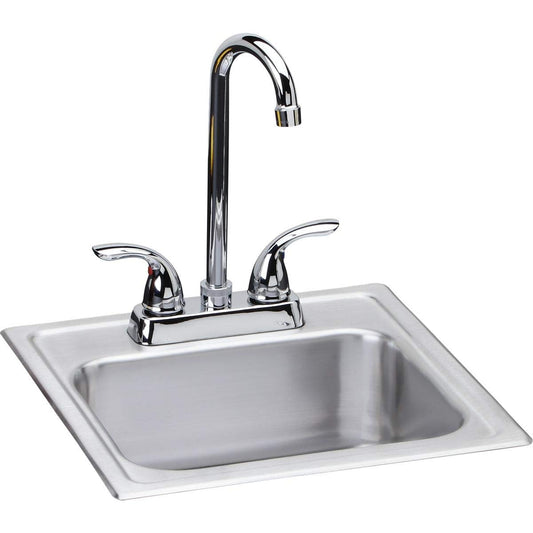 Elkay DSEP1515C Dayton Single Bowl Drop-in Stainless Steel Bar Sink + Faucet Kit