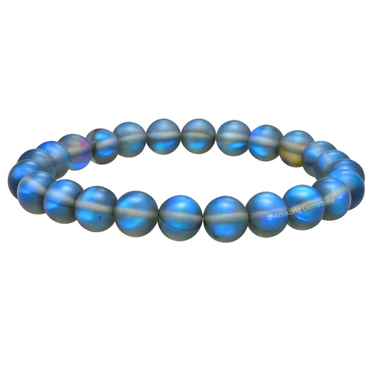 Amazing Gemstone Crystal Bracelet for Women Men's Gifts - Protection Healing Crystal Bracelet - 8mm Gemstone Beaded Stretchable Bracelet Pulseras Para Hombres Mujer Stocking Stuffers Mothers Day Gift (Grey Mermaid)