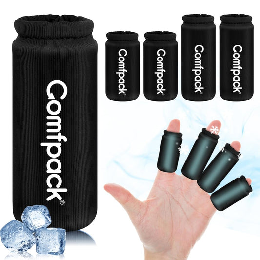 Comfpack 4PCS Finger Sleeves Gel Ice Pack for Pain Relief, Reusable Hot Cold Compression Finger Brace Ice Packs for Injuries, Trigger Finger, Arthritis, Knuckle Immobilization, Gout, Sprain