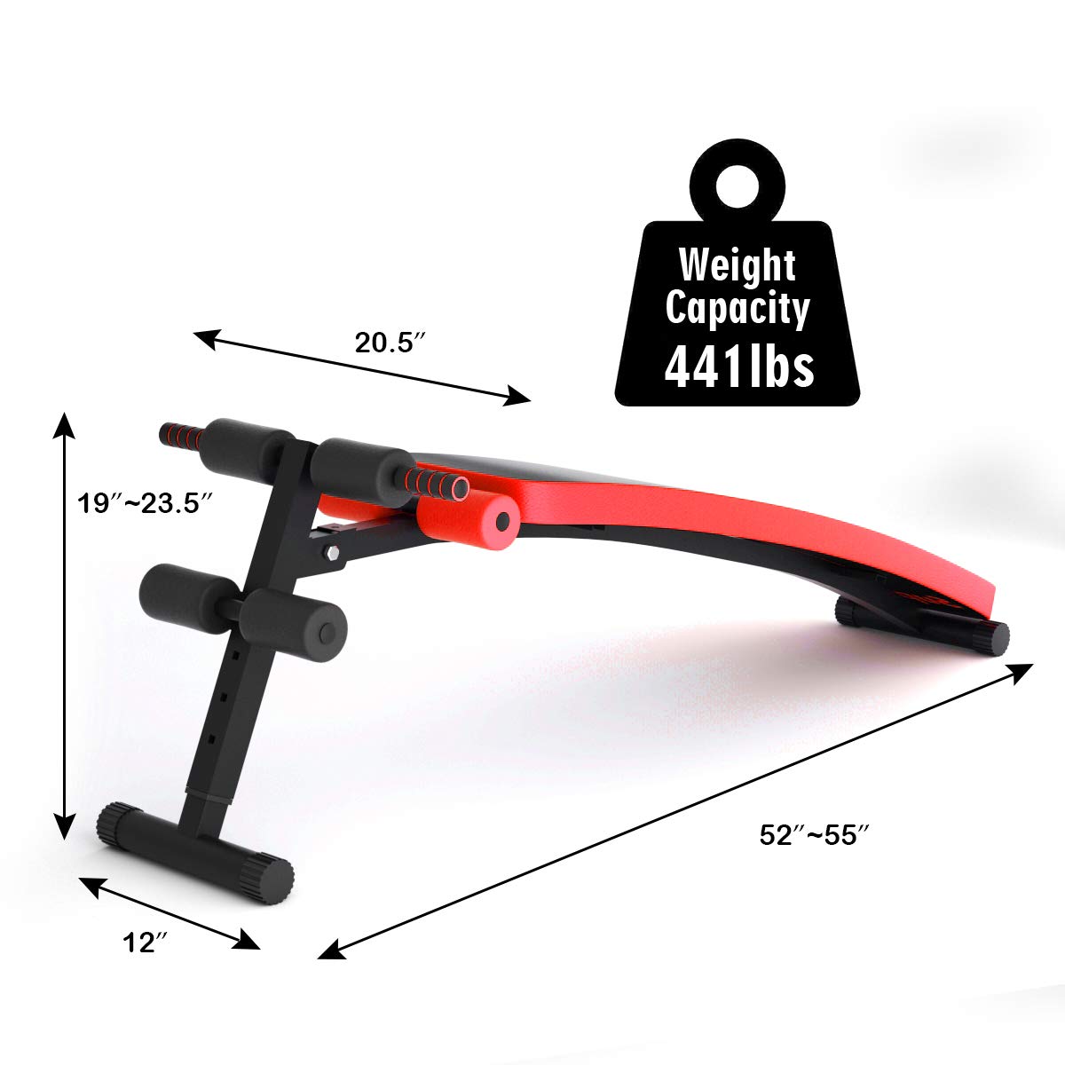 Goplus Adjustable Sit Up Bench, Abdominal Training Workout Slant Bench, Decline Curved Ab Bench for Home Gym Ab Exercises (Red)
