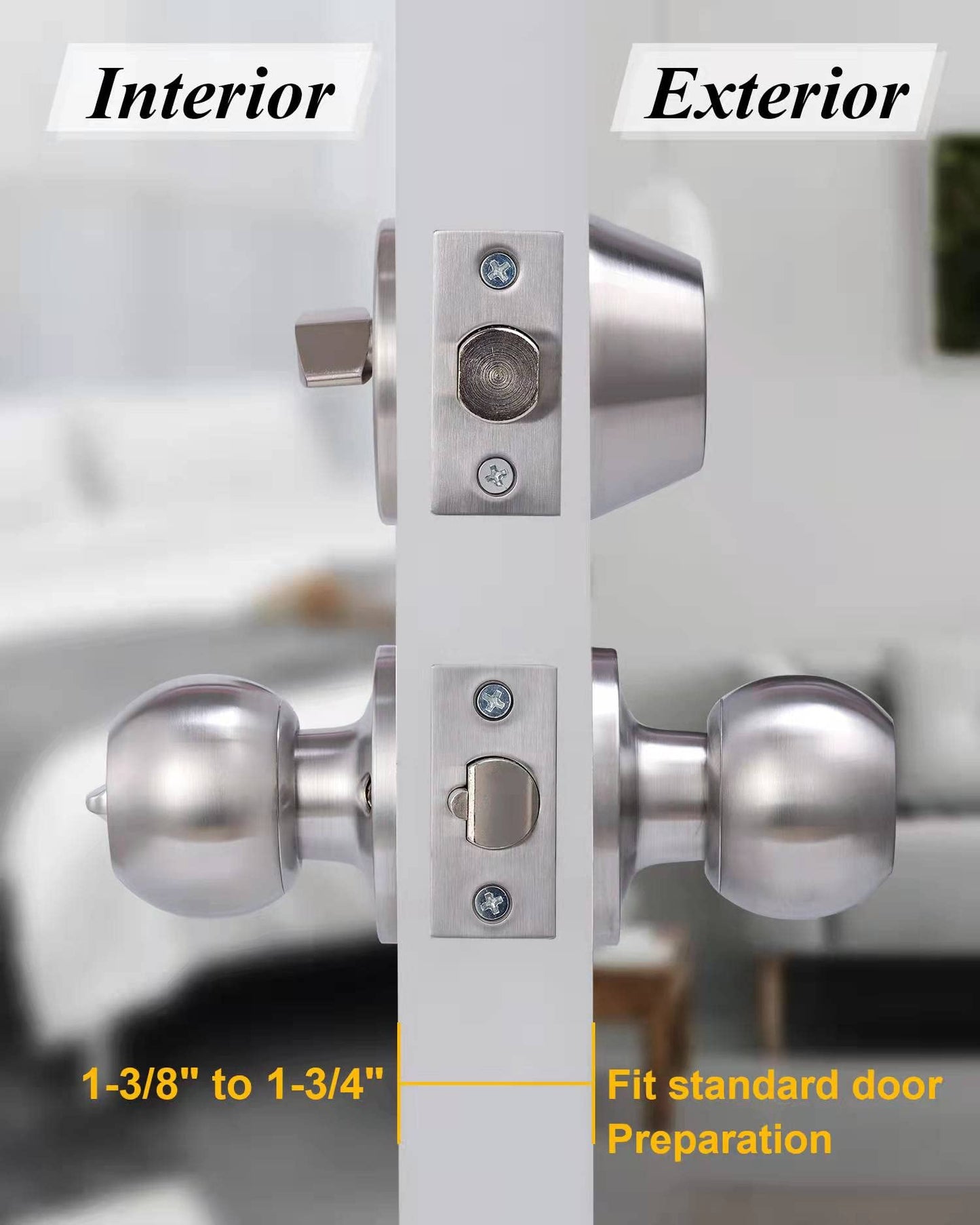 Lanwandeng (4 Sets) All Keyed Same Entry Door Knob and Single Cylinder Deadbolt Combo Set, Satin Nickel Exterior Door Knobs with Lock and Keys for Entrance and Front Door