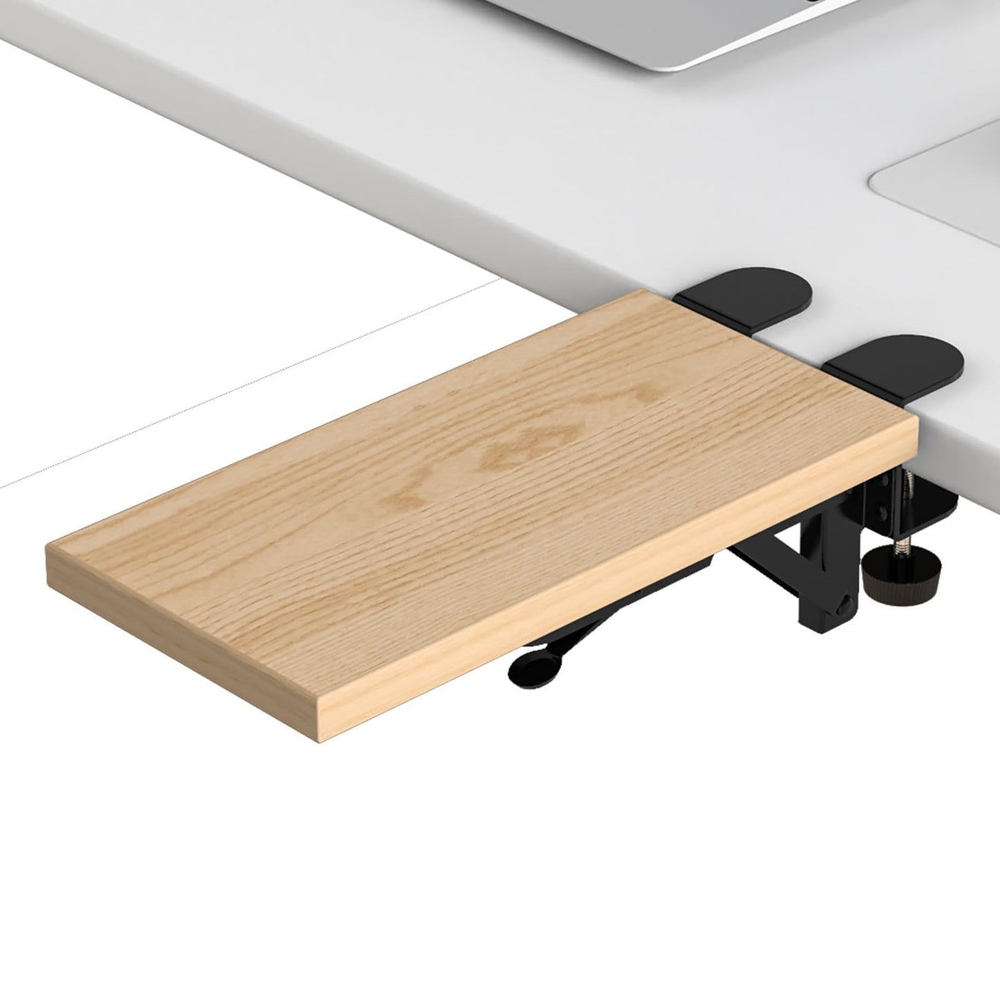 OUGIC Ergonomic Desk Extension Tray, 30 x 15 cm, Clamp Without Perforation, Foldable Keyboard Drawer Tray, Wrist Rest, Computer Stand