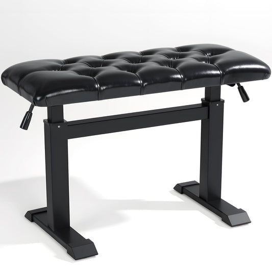 AKLOT Hydraulic Piano Bench, Keyboard Bench with Padded Cushion, Ajustable Duet Heavy Duty Piano Chair with 28" X 12.2" PU Leather, Piano Stool for Musicians