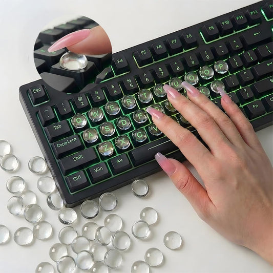 Quafochi 110pcs Keyboard Bubbles for Long Nails, Clear Raised Glass Key Covers, No-Residue, Reusable, Easy to Apply, Keyboard Stickers for Desktop Keyboards, External Keyboards, Calculators
