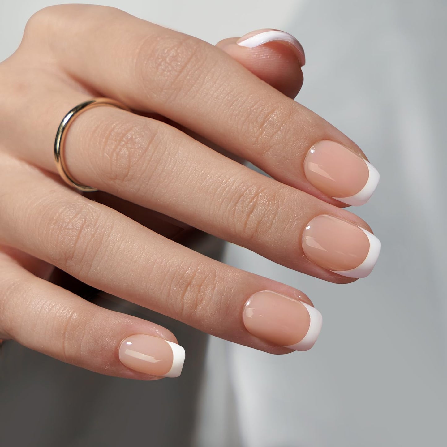 BTArtboxnails Soft Gel Nail Tips - Extra Short Square French Tip Press on Nails XCOATTIPS French Acrylic Nail Tips Kit Fake Nails Glue on Nails Extension Tips for Professional Use