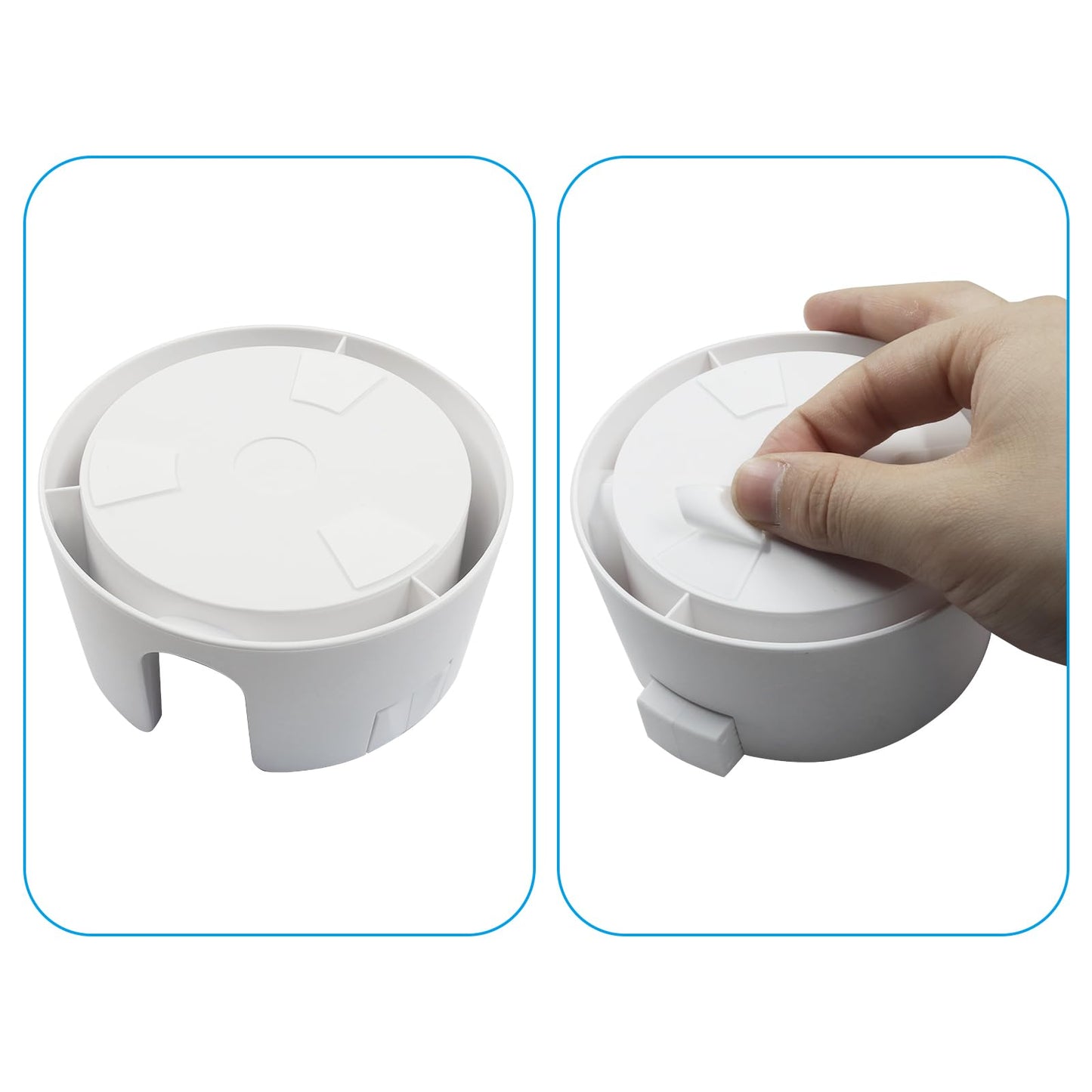 Bonsicoky 2 Pack Anti Spill Cup Holders, Adhesive Adjustable Drink Holder for Desk, Secure Non Tipping Coaster for Coffee Mugs and Cups, White Plastic Organizer for Office Home Desktop Table