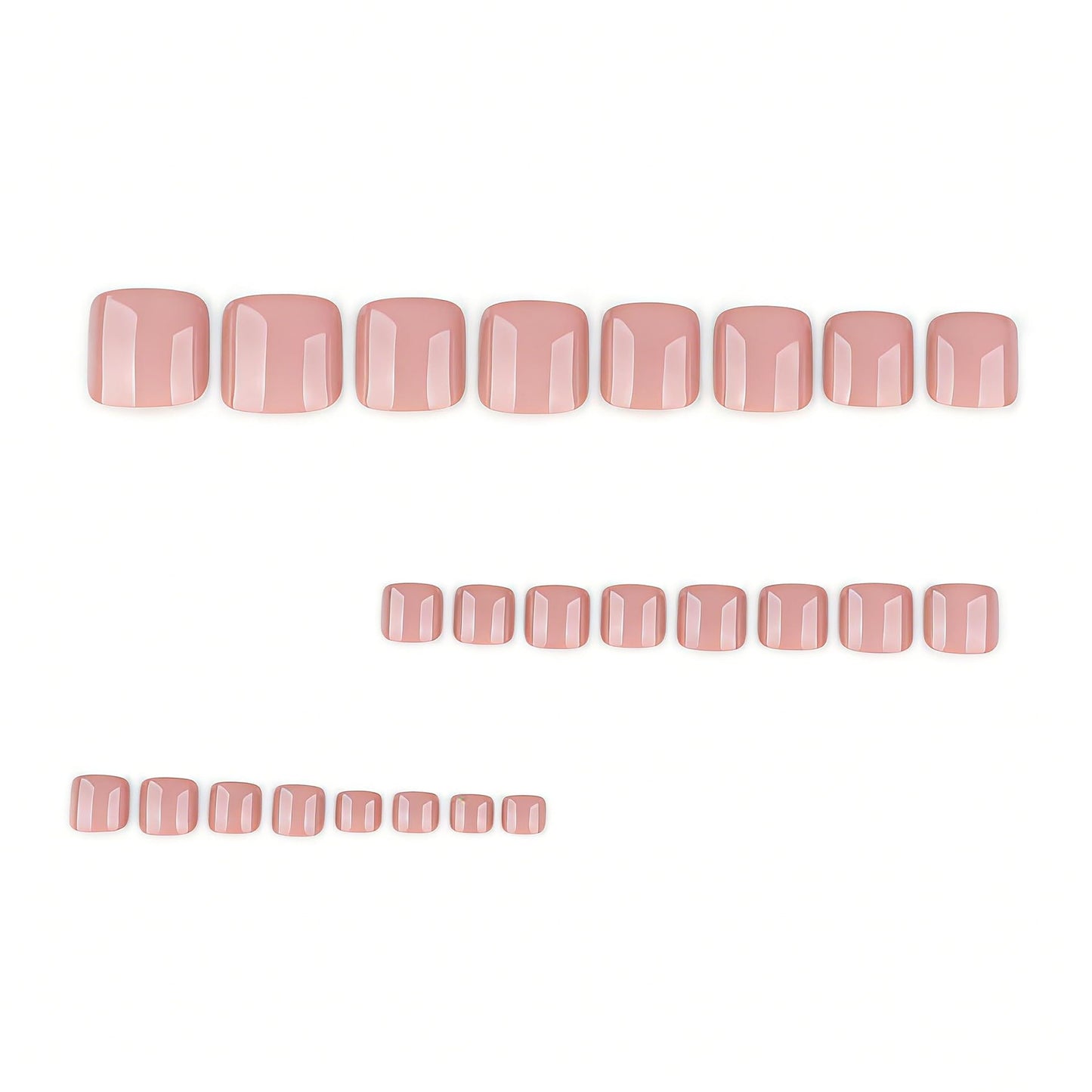 Nude Pink Press on Toenails Short Square Glossy Fake Toe Nails Summer Toenail Press ons Acrylic Toe Nail Tips Reusable Stick on Nails for Women Manicure 24Pcs
