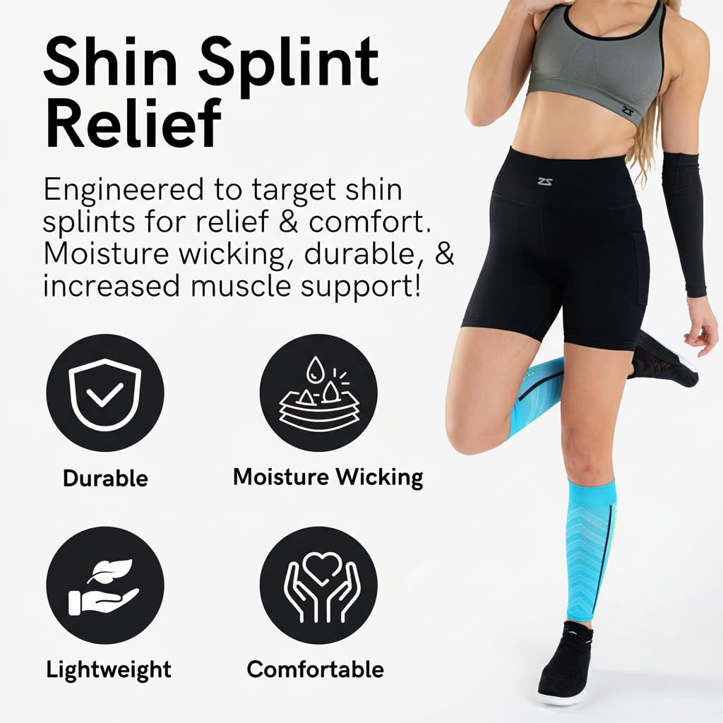 Zensah Featherweight Compression Leg Sleeves - Relieve Shin Splints, Calf Strains (Fuchsia, Medium)
