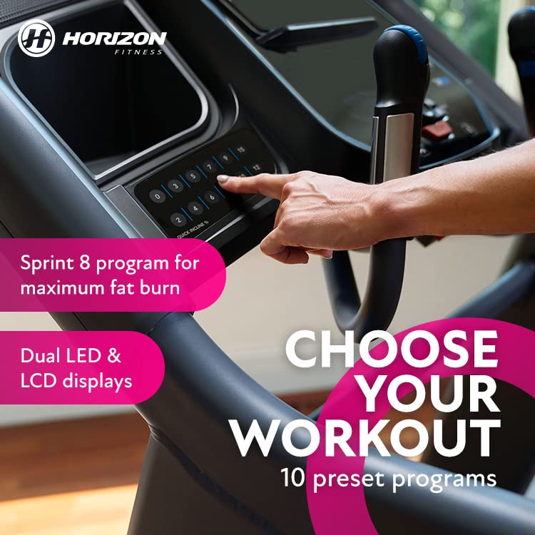 Horizon Fitness 7.4 AT Studio Series 3.5 HP Smart Treadmill with Bluetooth and Incline, Heavy Duty Folding Treadmill 350lbs Weight Capacity, Pro Running Machine for Home Exercise and Running with Apps