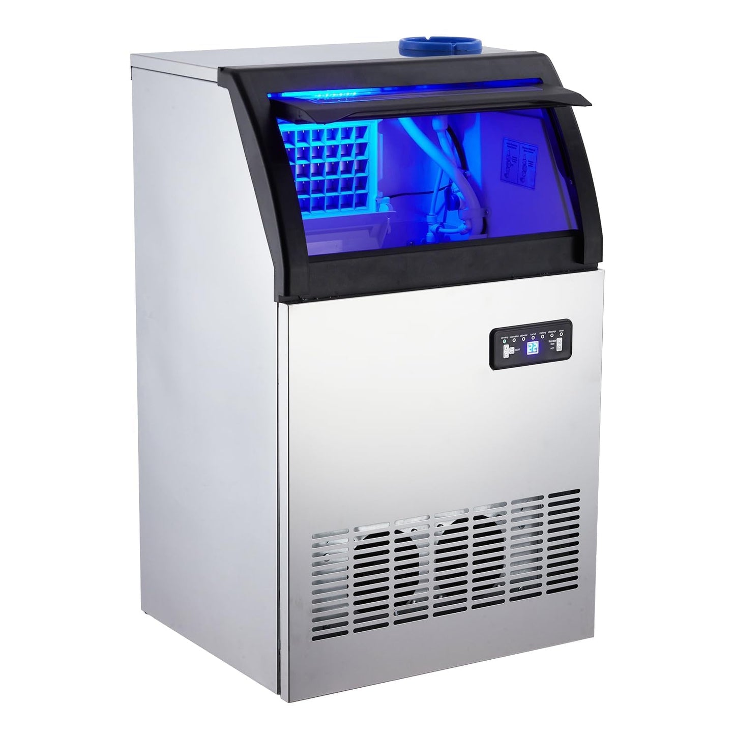 Commercial Ice Maker Machine, 150LBS/24h with 33LBS Ice Storage Bin, Under Counter Countertop Ice Machine, Self-Cleaning, Stainless Steel Freestanding,Ice Scoop, Quiet Compressor for Home and Business