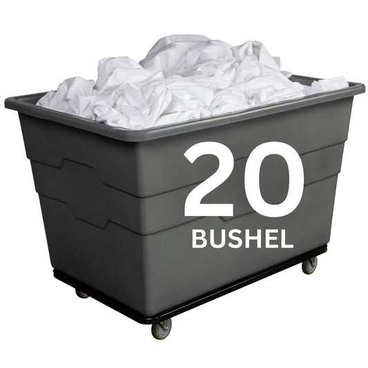 ReadySpace Commercial 20 Bushel Utility Cart with Steel Base, Poly Box Basket Truck, Laundry Cart, and Rolling Trash Bin, 51.5-Inch x 35.5-Inch x 36-Inch, 1000 Pound Weight Capacity, Gray