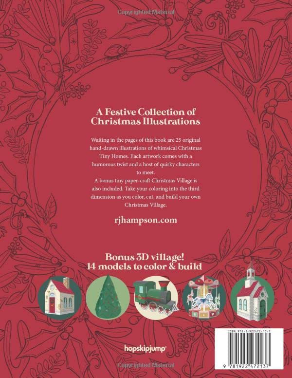 Christmas Tiny Homes Coloring Book: + Bonus 3D Village Color & Build (R.J. Hampson Coloring Books)